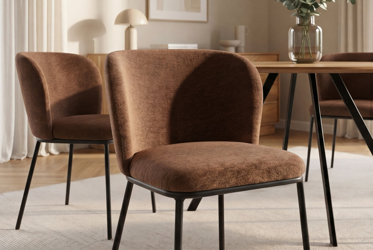 Stuhl LYON schwarzes Metallgestell braun
