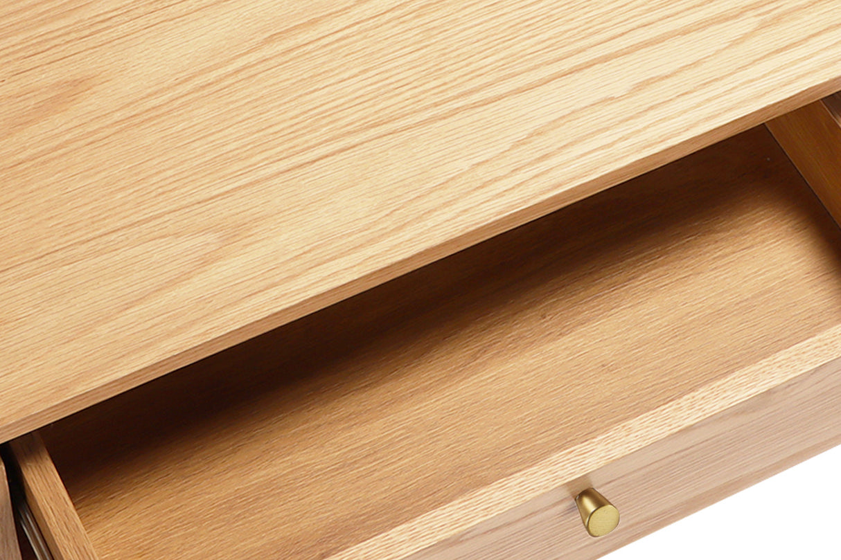Bedside table ATELIER 55cm natural oak wood look w/ black legs