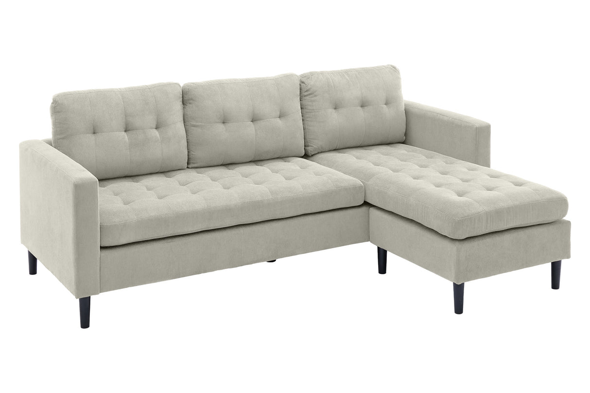 Corner sofa STOCKHOLM 220cm 3-seater spring core cord greige