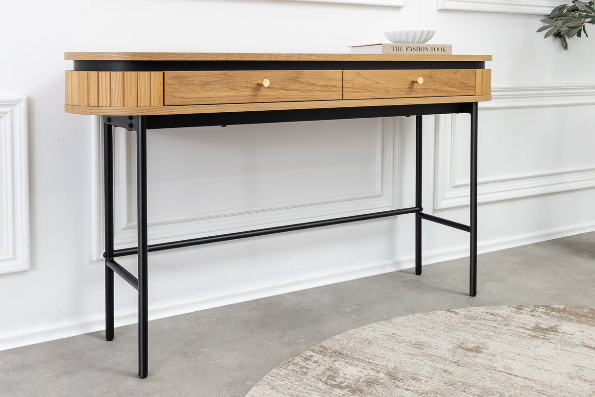 Console ATELIER 120cm natural oak wood look w/ black metal frame