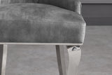 Chair MODERN BAROCK DELUXE w/ silver legs and lion´s head velvet grey