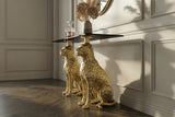 Console PANTHER 105cm gold metal w/ marble top