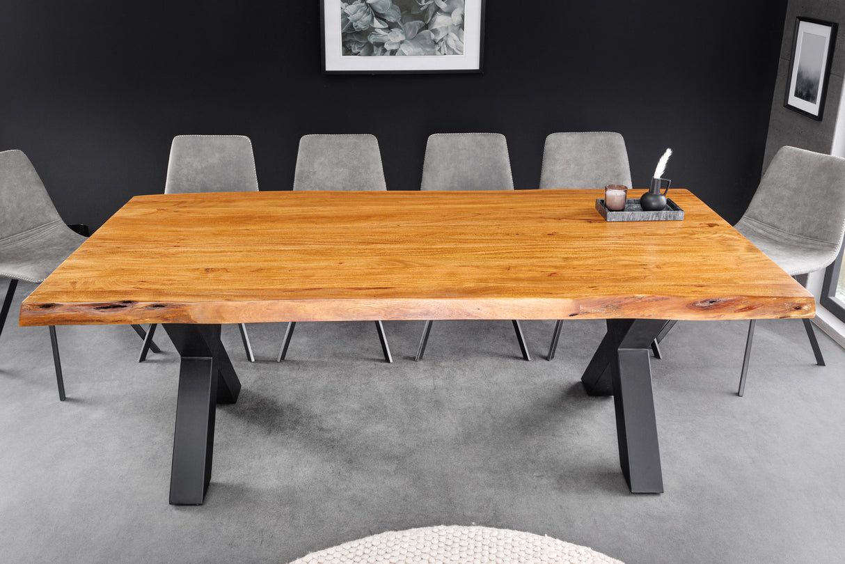 Dining table MAMMUT 200cm table top 50 mm acacia wood X-legs