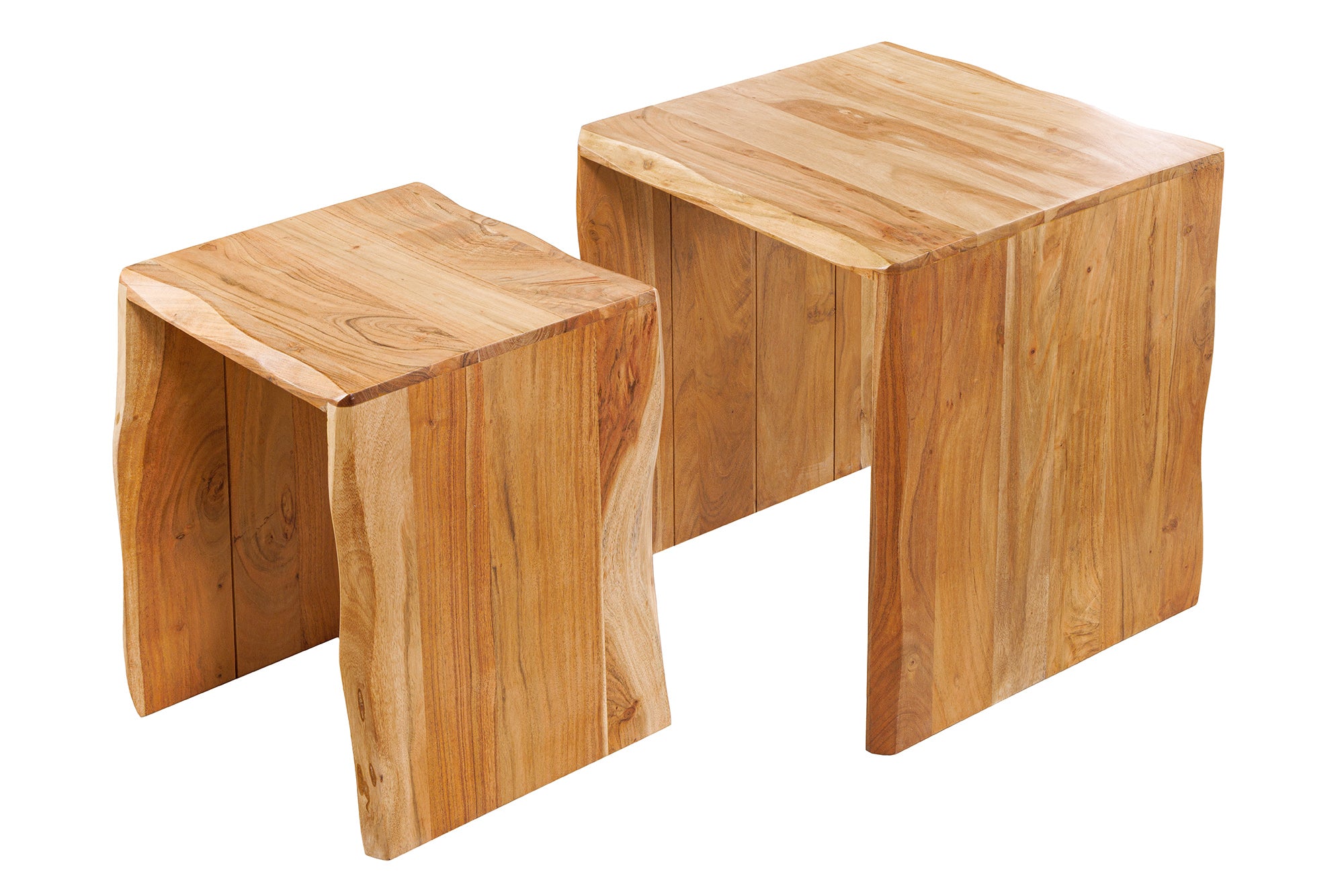 Living - Masă laterală MAMMUT 55cm,Set de 2 ,lemn de salcâm natural