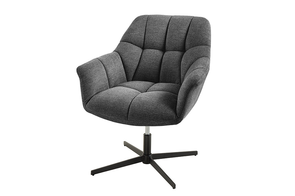 Armchair PAPILLON 83-90cm rotatable 360° flat woven fabric anthracite