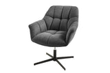 Armchair PAPILLON 83-90cm rotatable 360° flat woven fabric anthracite