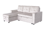 Corner sofa bed APARTMENT 205cm 3-seater w/ ottoman and storage space velvet champagne beige