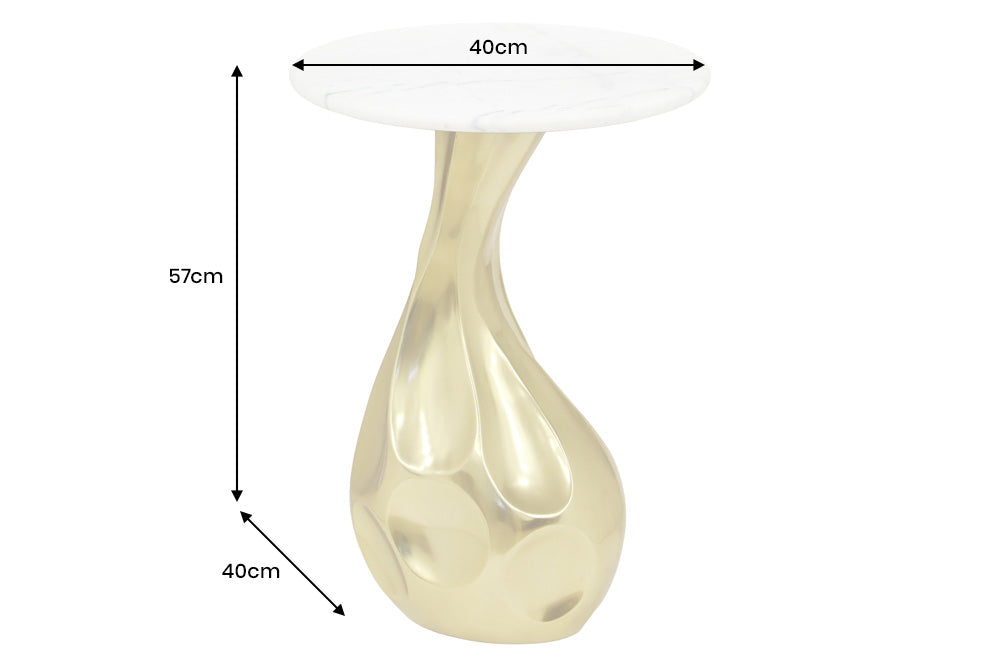 Side table TEAR 60cm gold white marble