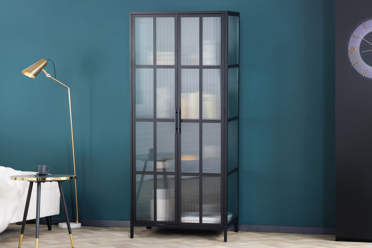 Display case DURA STEEL 180cm ribbed glass black