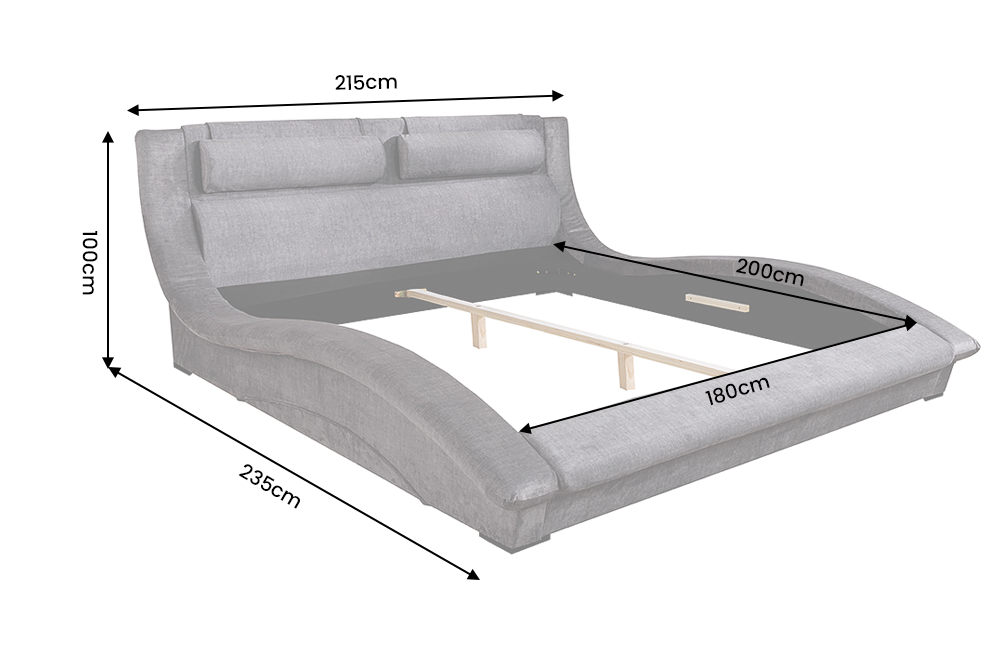 Bed SWING 180x200cm vogue velvet grey
