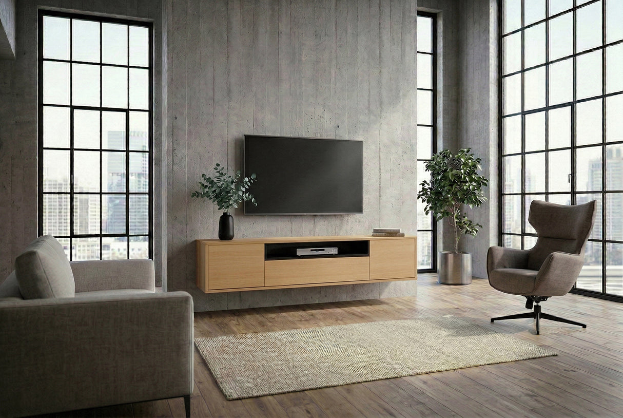 TV-Board LOFT 150 cm hängend natur schwarz