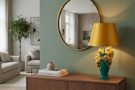 Table lamp CHAMELEON 55cm green gold yellow shade