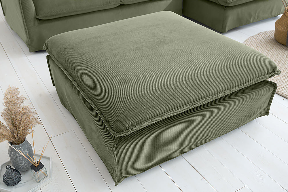 Hocker HEAVEN 100cm, abnehmbarer Bezug, Kordel grün