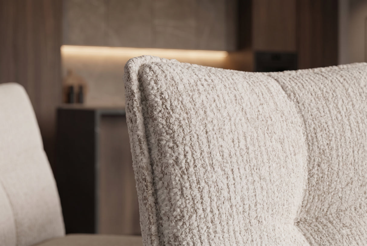Swivel chair LUGANO 360° auto-return spring core chenille tweed beige