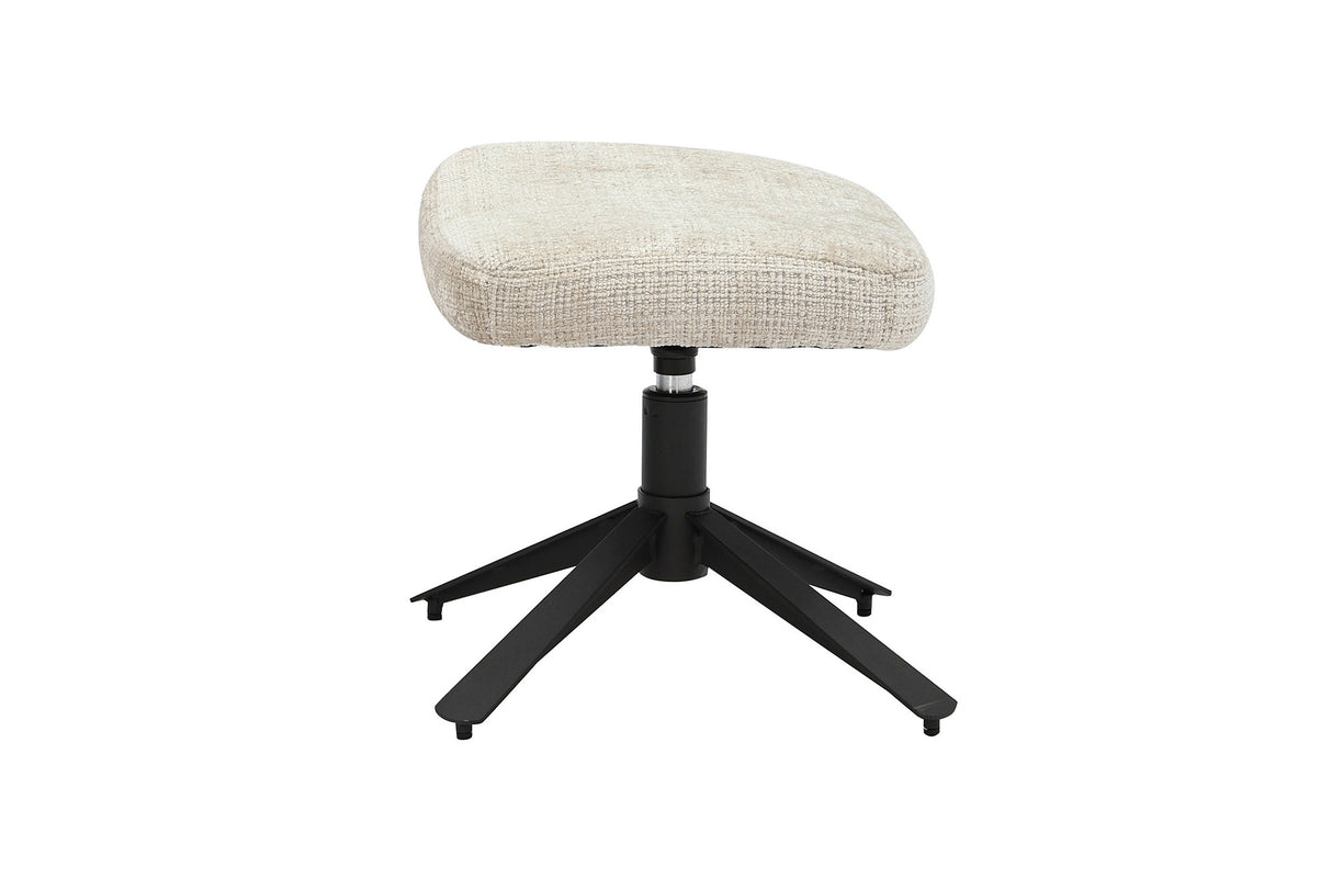 Stool CLOUD 45cm rotatable textured fabric champagne beige w/ black metal frame