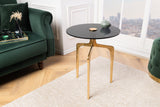 Side table ABSTRACT 55cm brass legs and black glass plate