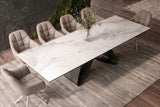 Dining table INFINITY 180-220-260cm extendable ceramic marble look white