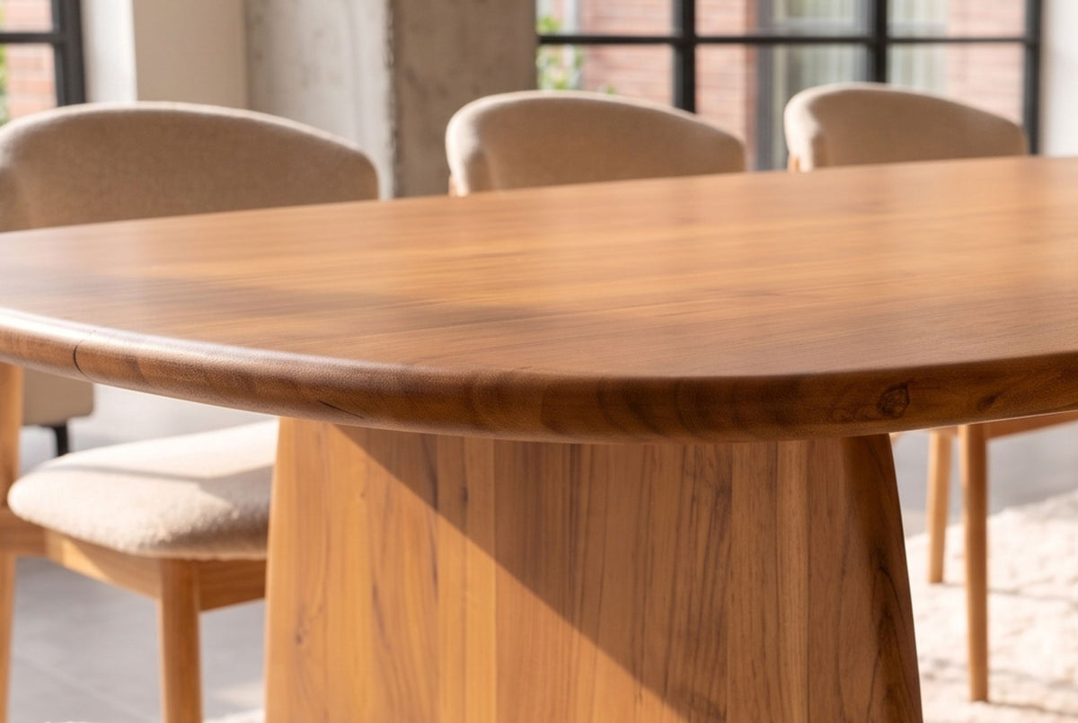 Dining table SCULPTURA 240cm oval sculptural frame acacia wood brown