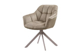 Swivel chair PAPILLON rotatable 180° w/ armrests velvet beige greige
