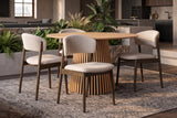 Chair VALHALLA WOOD textured fabric beige and oak wood brown