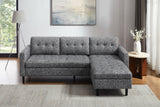 Ecksofa STOCKHOLM 220cm 3-Sitzer Federkern Strukturstoff grau