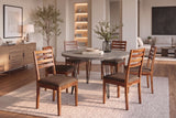 Chair MAKASSAR 90cm microfibre brown and sheesham wood brown stone finish