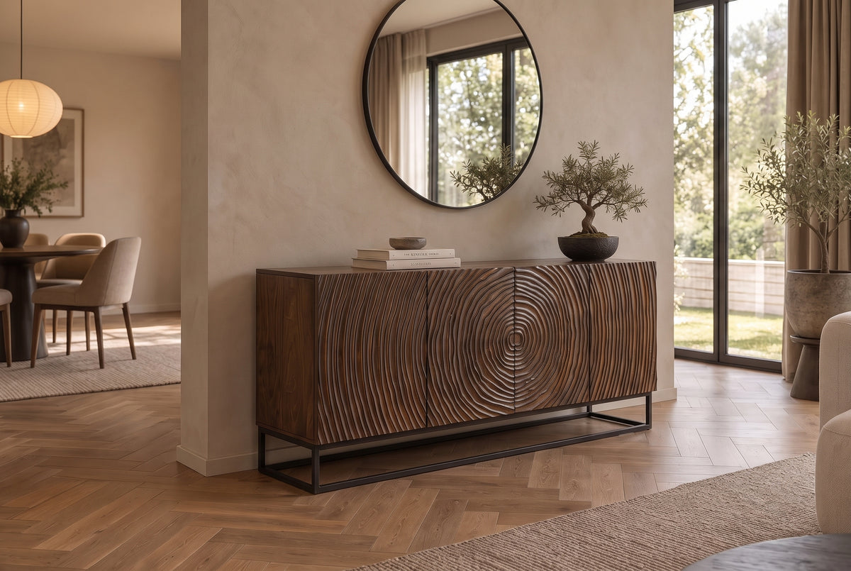 Sideboard ZEN CIRCLE 160cm 3D mango wood dark brown