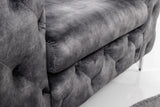 Armchair MODERN BAROCK Chesterfield look 120cm velvet grey