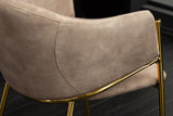Stuhl NOBLESSE mit Armlehnen Samt champagner beige goldene Beine
