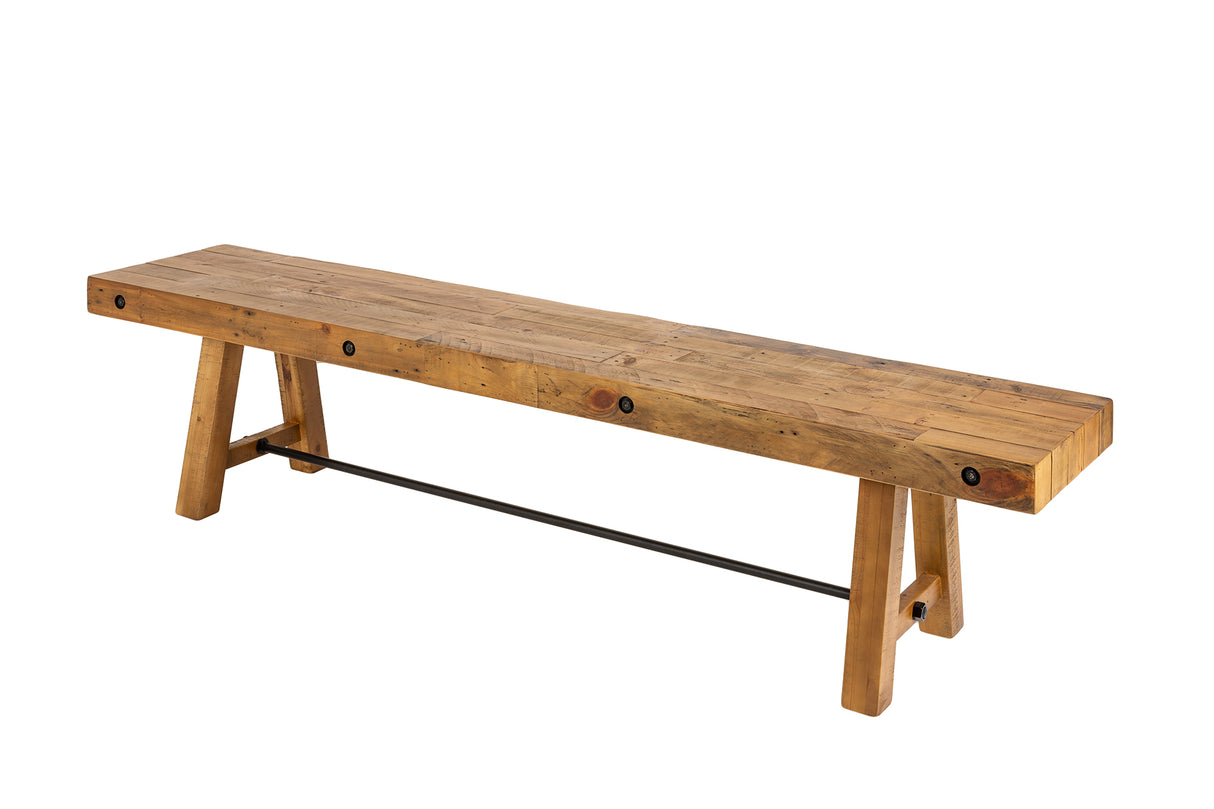 Bench FINCA 165cm pinewood vintage brown