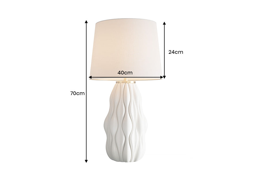 Tischleuchte ELEGANCIA 65cm weiß Lampenschirm Keramik weiß golden