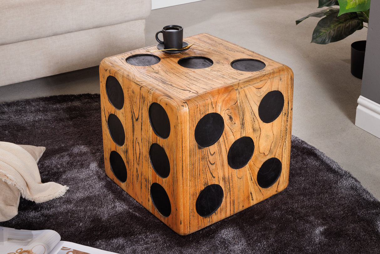 Side table stool CUBE 40cm mindi wood natural