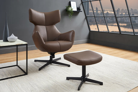 Sessel VOGUE 360° drehbar Kunstleder braun mit schwarzem Metallgestell