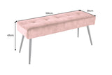 Bench BOUTIQUE 100cm button tufted look velvet dusky pink w/ black metal legs