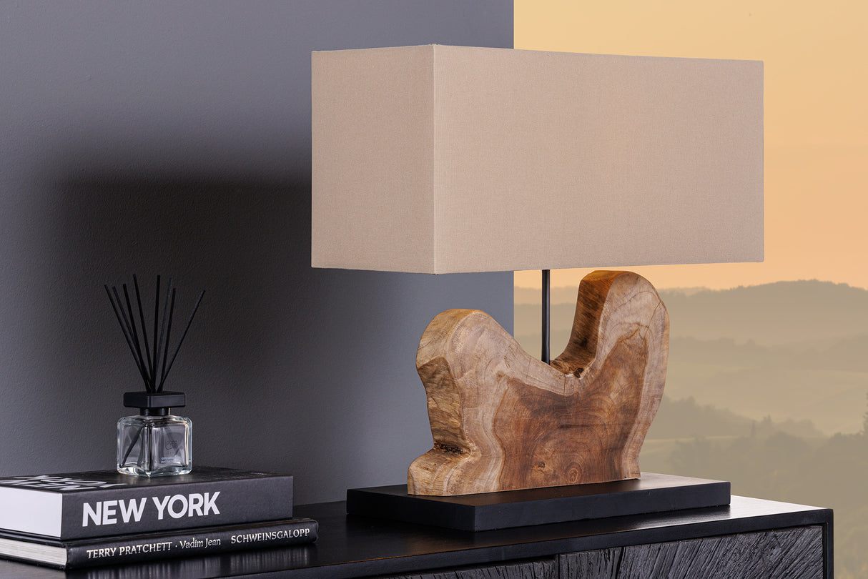 Table lamp HYPNOTIC 50cm lampshade beige teak wood natural