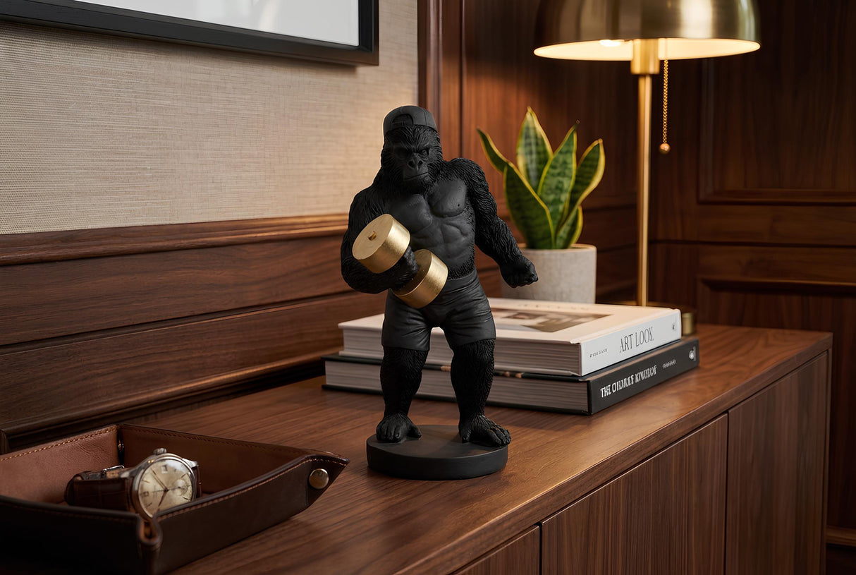 Decoration figure KING APE 30cm gorilla black gold