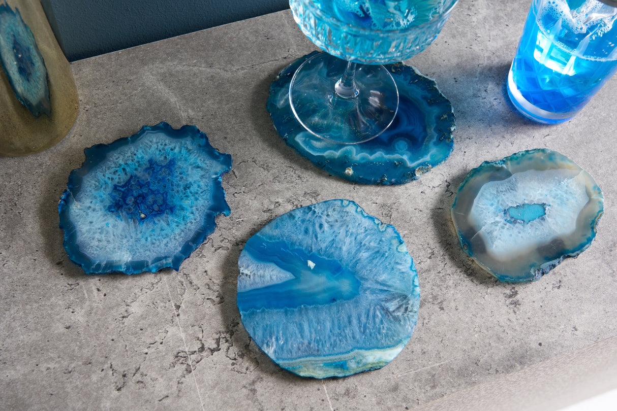 Trivet ACHAT 12cm set of 4 agate blue