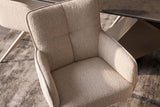 Swivel chair LUGANO 360° auto-return w/ armrests 150 kg load capacity chenille tweed beige