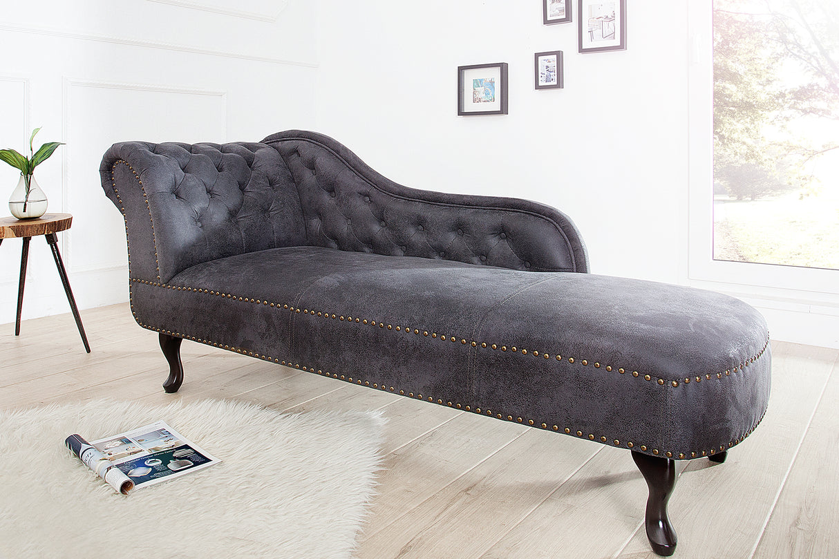 Recamiere CHESTERFIELD antique look microfibre grey