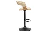 Barhocker MANHATTAN 81-110cm drehbar Kunstleder cremebeige und Eichenholzoptik
