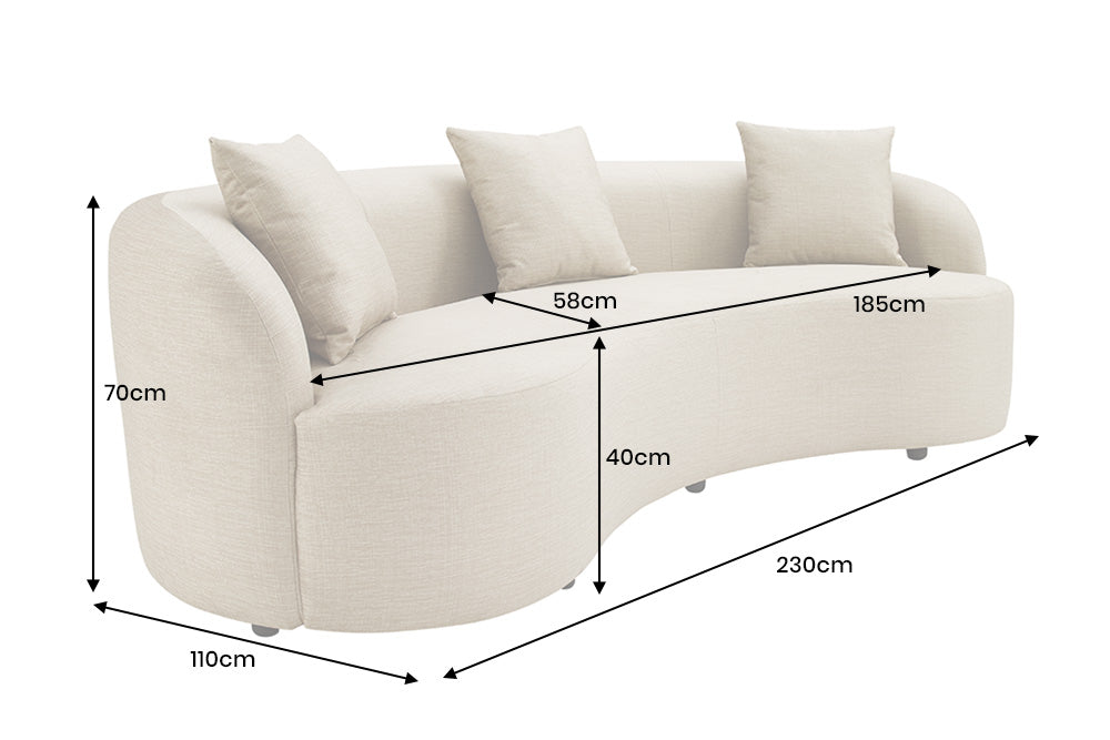 Sofa ATELIER 230cm 3-Sitzer Samt Beige