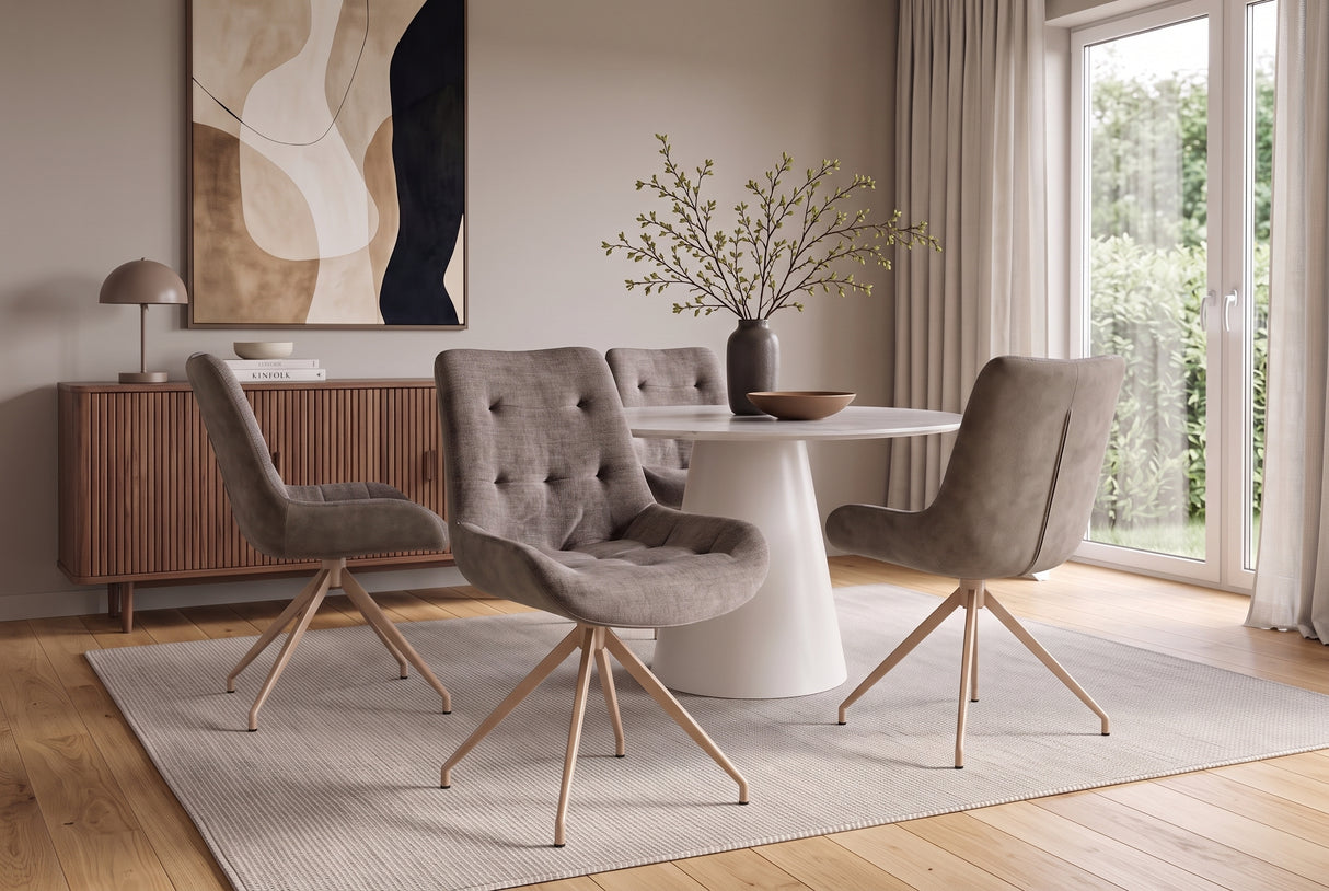 Stuhl DIVANI Retro-Stil Samt Mikrofaser Taupe Beige