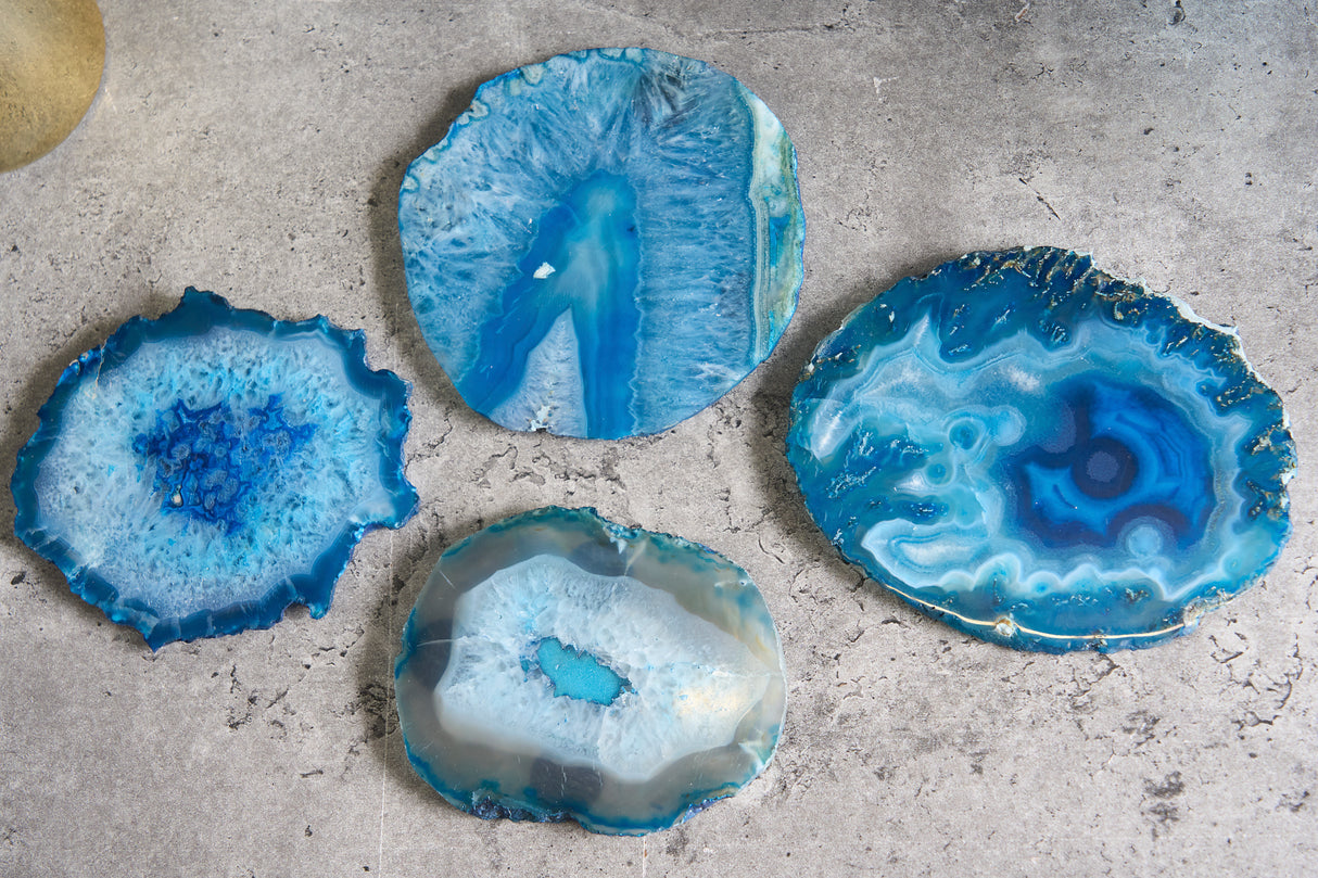 Trivet ACHAT 12cm set of 4 agate blue