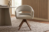 Swivel chair ORGANIKO 180° auto-return w/ armrests textured fabric taupe beige brown