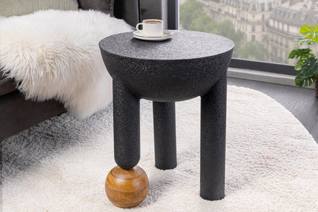 Side table ABSTRACT 50cm iron black w/ mango wood bullet