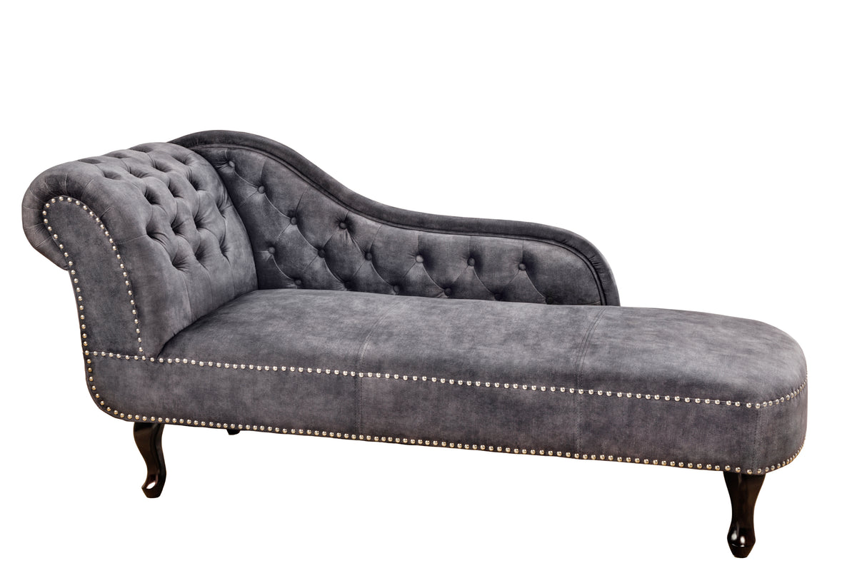 Recamiere CHESTERFIELD 170cm velvet grey