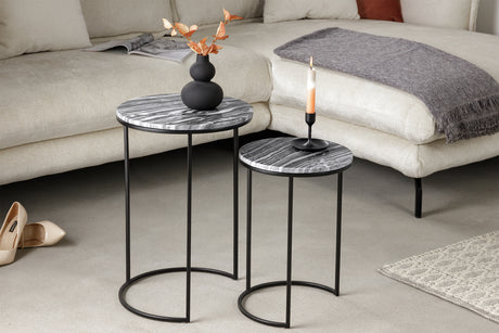 Side table ELEMENTS set of 2 marble grey