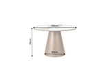 Dining table UNIQUE 120cm round oak wood verneered w/ pandora ceramic top white marble