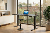 Bürotisch BLACK DESK 140cm höhenverstellbar anthrazit mit schwarzem Gestell