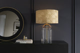 Tischleuchte CLASSICO 55cm Lampenschirm weiß golden Glas transparent gold